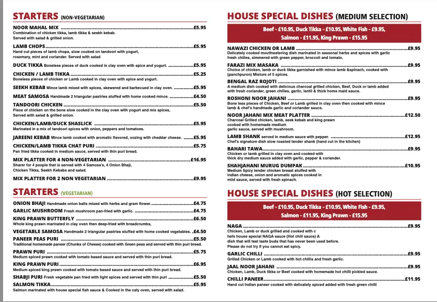 Menu_The Noor Mahal Restaurant_Abbots Langley_image_2