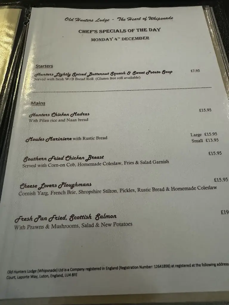 Menu_Old Hunters Lodge_Kensworth_image_4