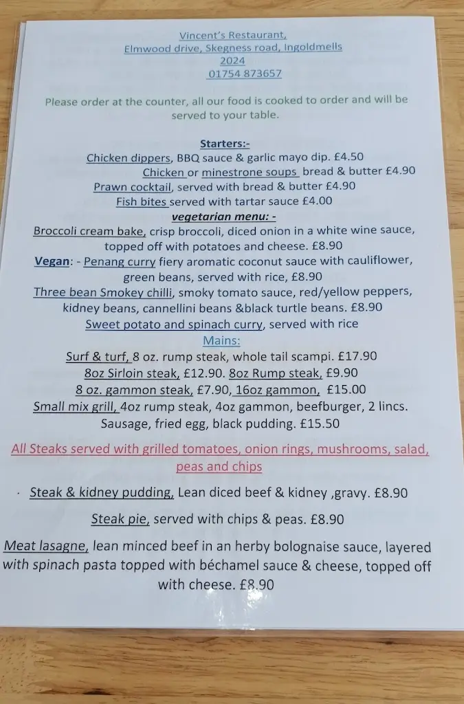Menu_Vincent's Restaurant_Ingoldmells_image_1