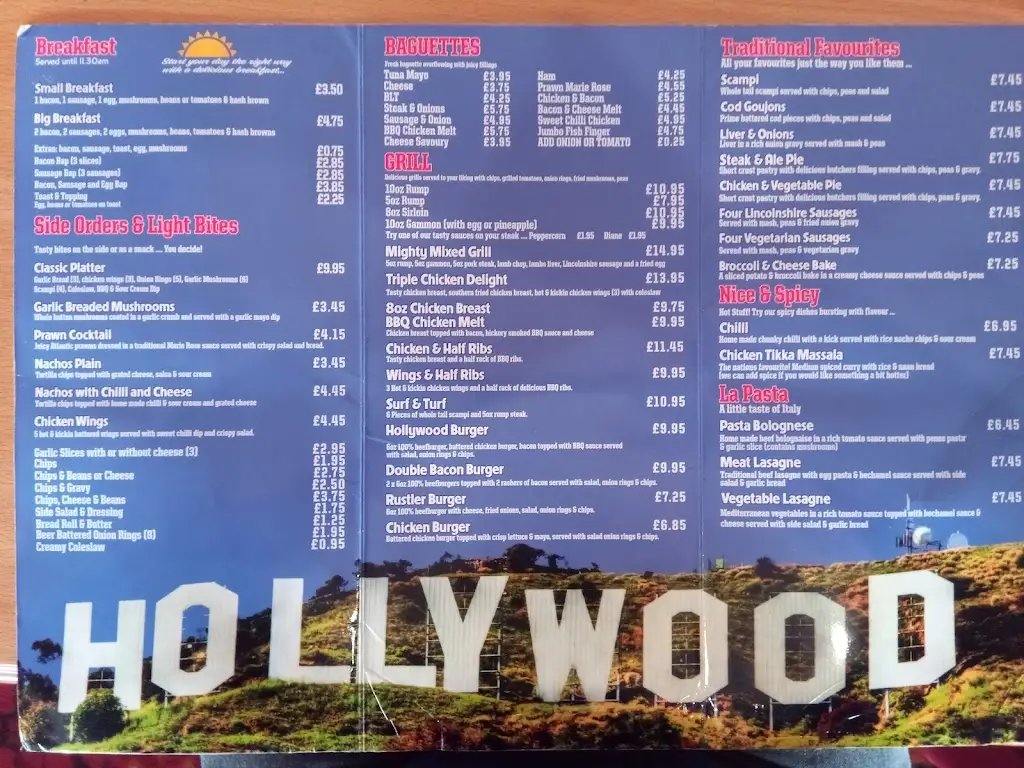 Menu_The Hollywood Bar & Diner_Ingoldmells_image_4