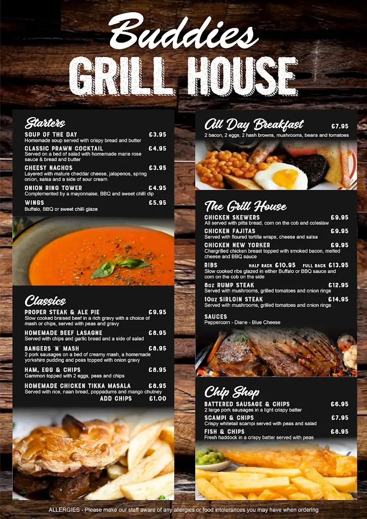 Menu_Buddies Family Showbar & Grill House_Ingoldmells_image_2