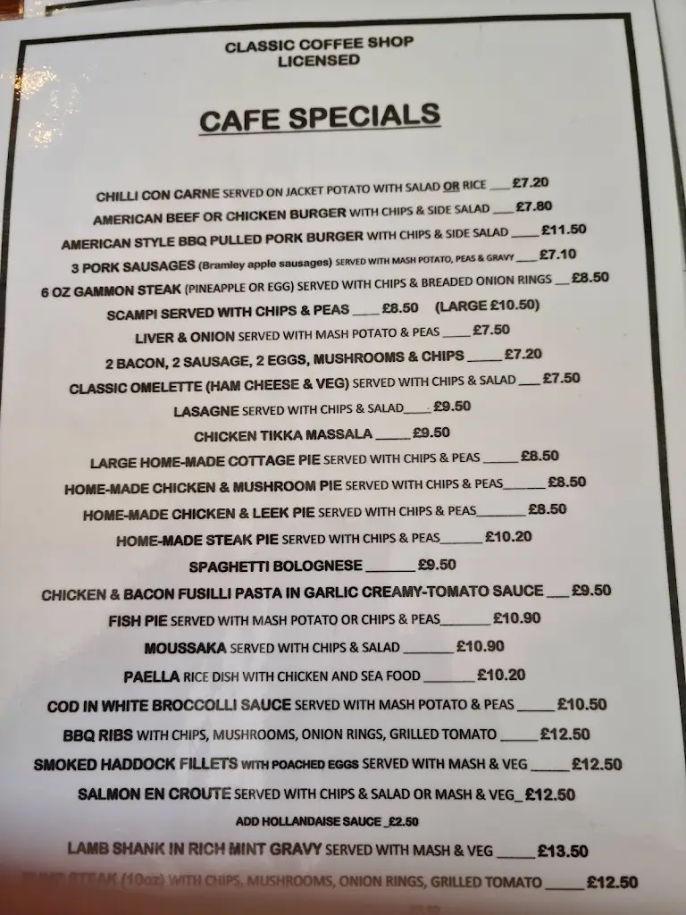 Menu_Classic Coffee Shop_Ingoldmells_image_1