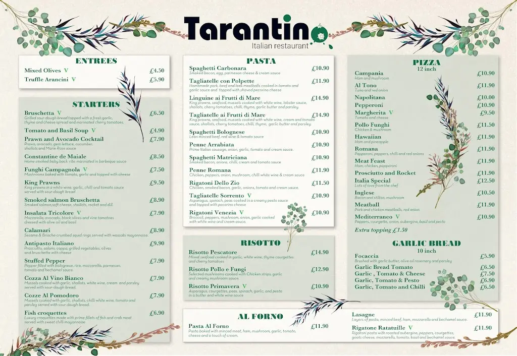 Menu_Tarantino Restaurant_Ingoldmells_image_2