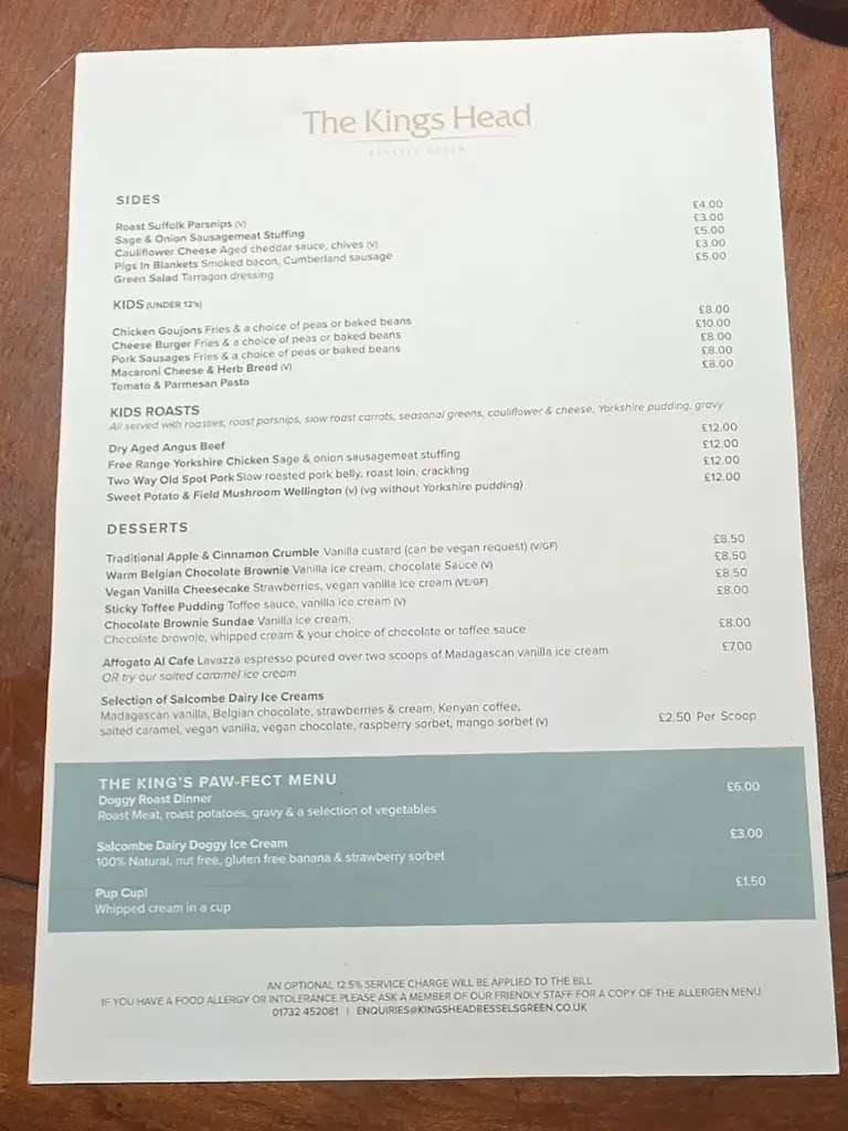 Menu_The Kings Head Bessels Green_Kemsing_image_3