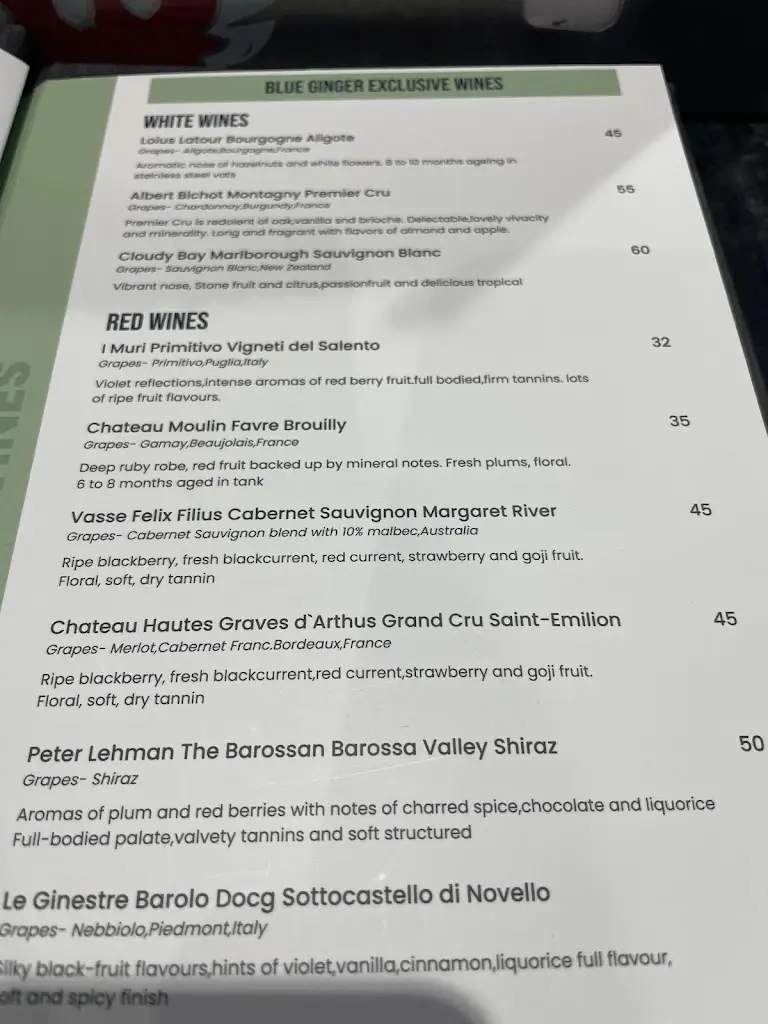 Menu_Blue Ginger Bar and Restaurant_Kenton_image_4