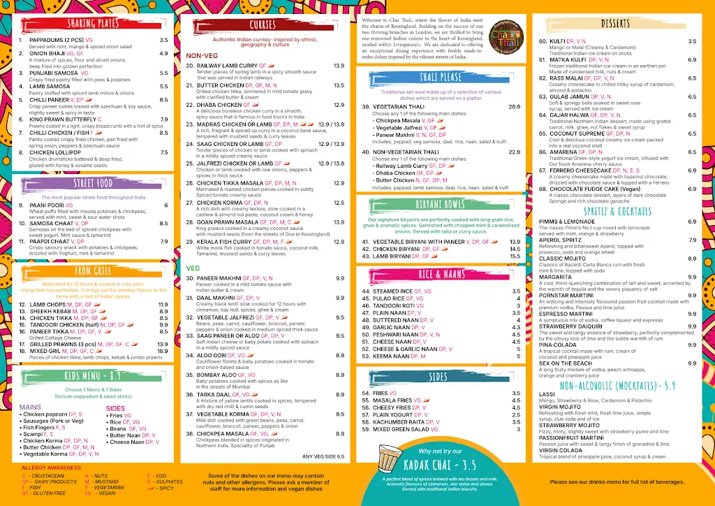 Menu_Chai Thali: Kessingland Indian Restaurant & Bar @ Livingstones_Kessingland_immagine_1
