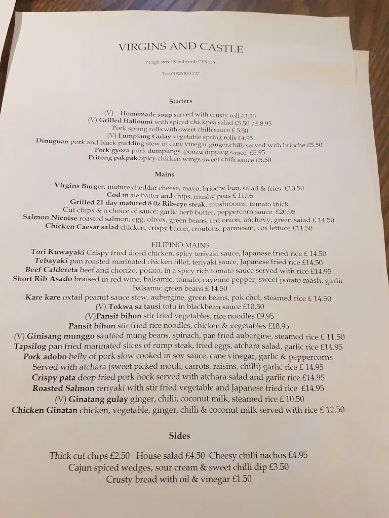 Menu_Virgins & Castle_Kenilworth_image_4