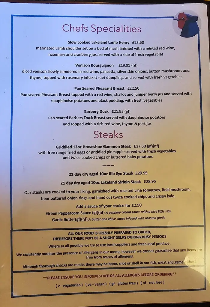 Menu_The Pheasant Inn Keswick_Keswick_image_2