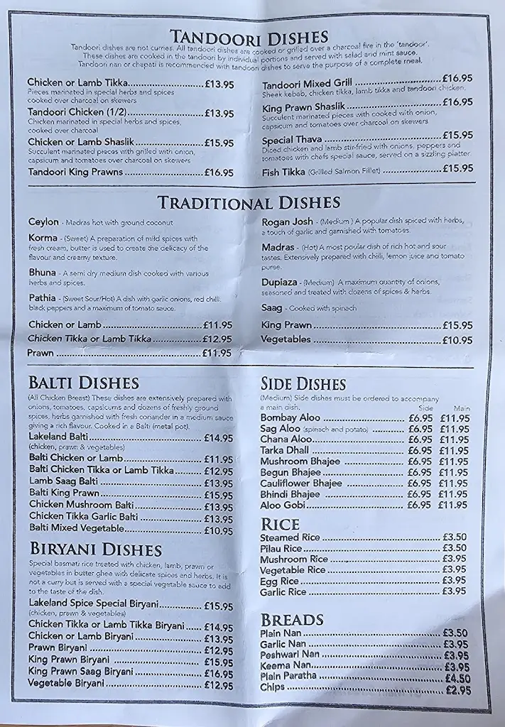 Menu_Lakeland Spice Cuisine_Keswick_immagine_1