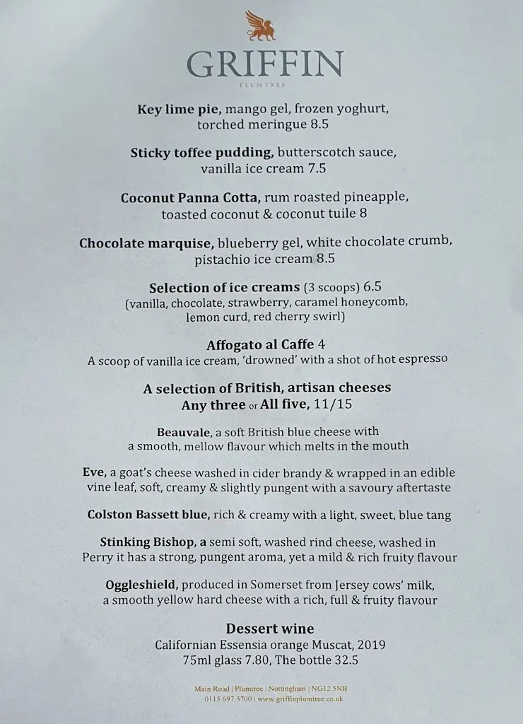 Menu_The Griffin Plumtree_Keyworth_imagen_4
