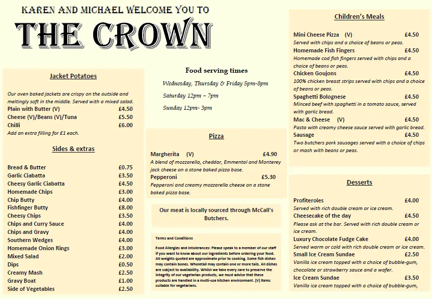 Menu_The Crown, Killamarsh, Sheffield, S21 1AB_Killamarsh_image_3