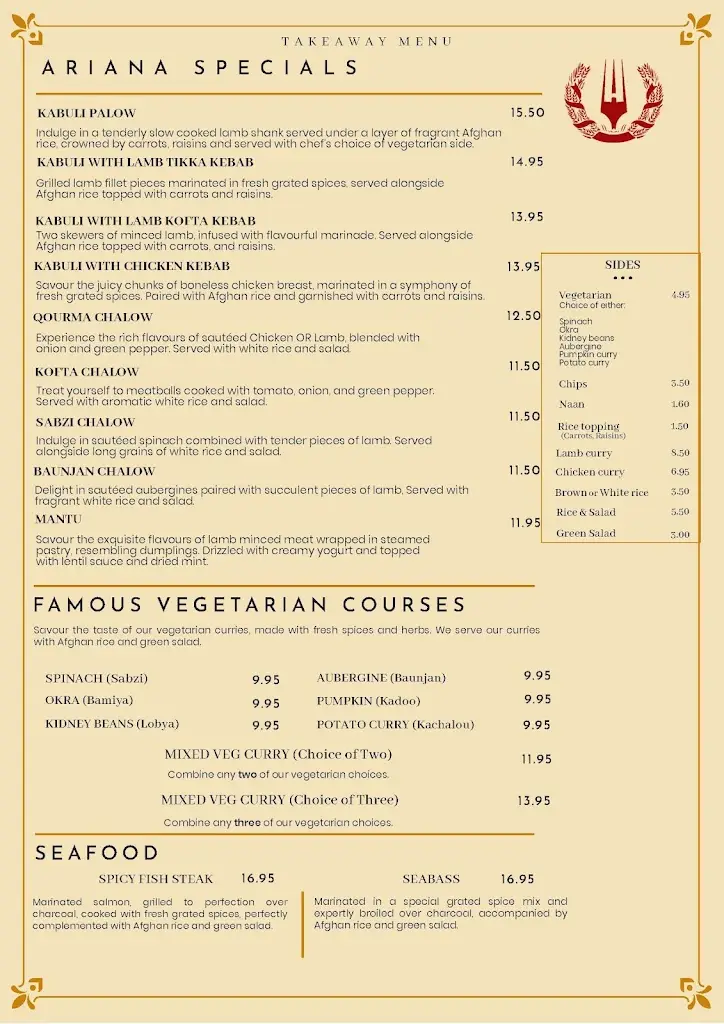 Menu_Ariana II_Kilburn_image_1