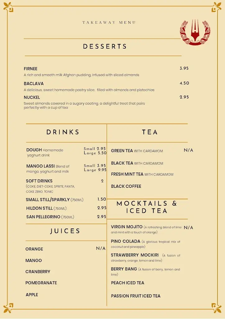 Menu_Ariana II_Kilburn_image_4