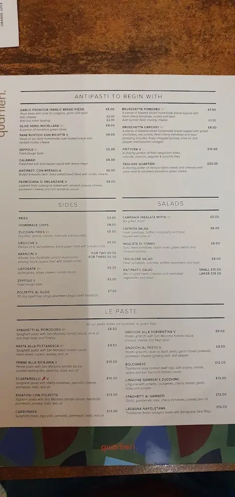 Menu_Quartieri italian restaurant_Kilburn_image_2