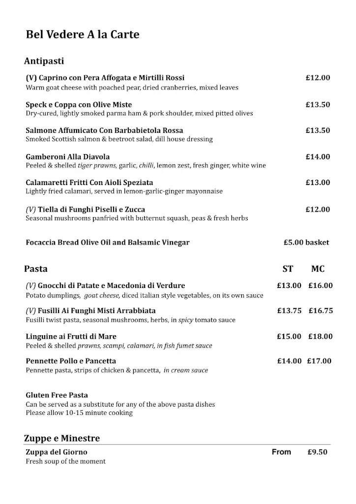 Menu_Bel Vedere Ristorante Italiano_Bagshot_image_2