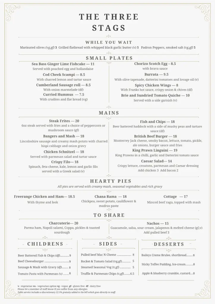 Menu_The Three Stags_Kennington_image_1