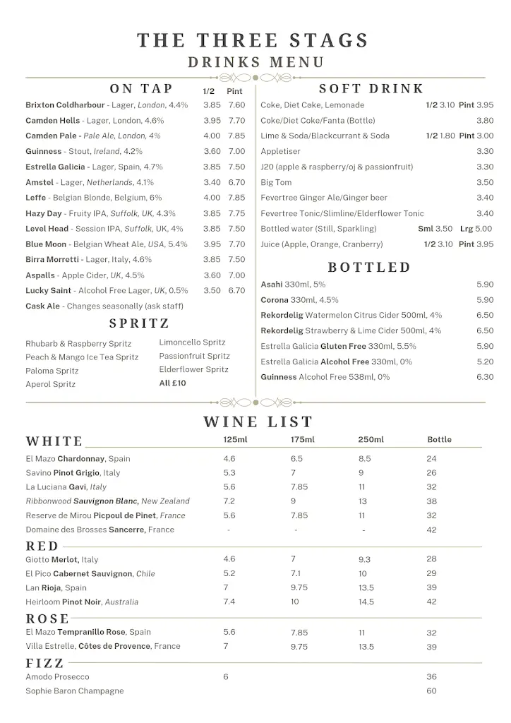 Menu_The Three Stags_Kennington_image_3