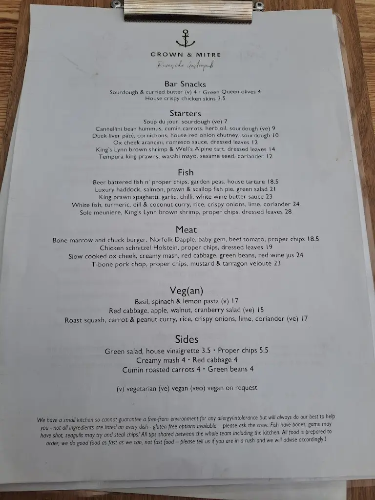 Menu_Crown & Mitre_King's Lynn_image_1