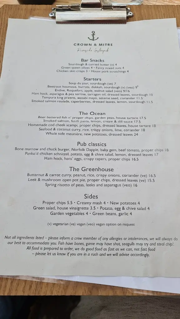 Menu_Crown & Mitre_King's Lynn_image_3