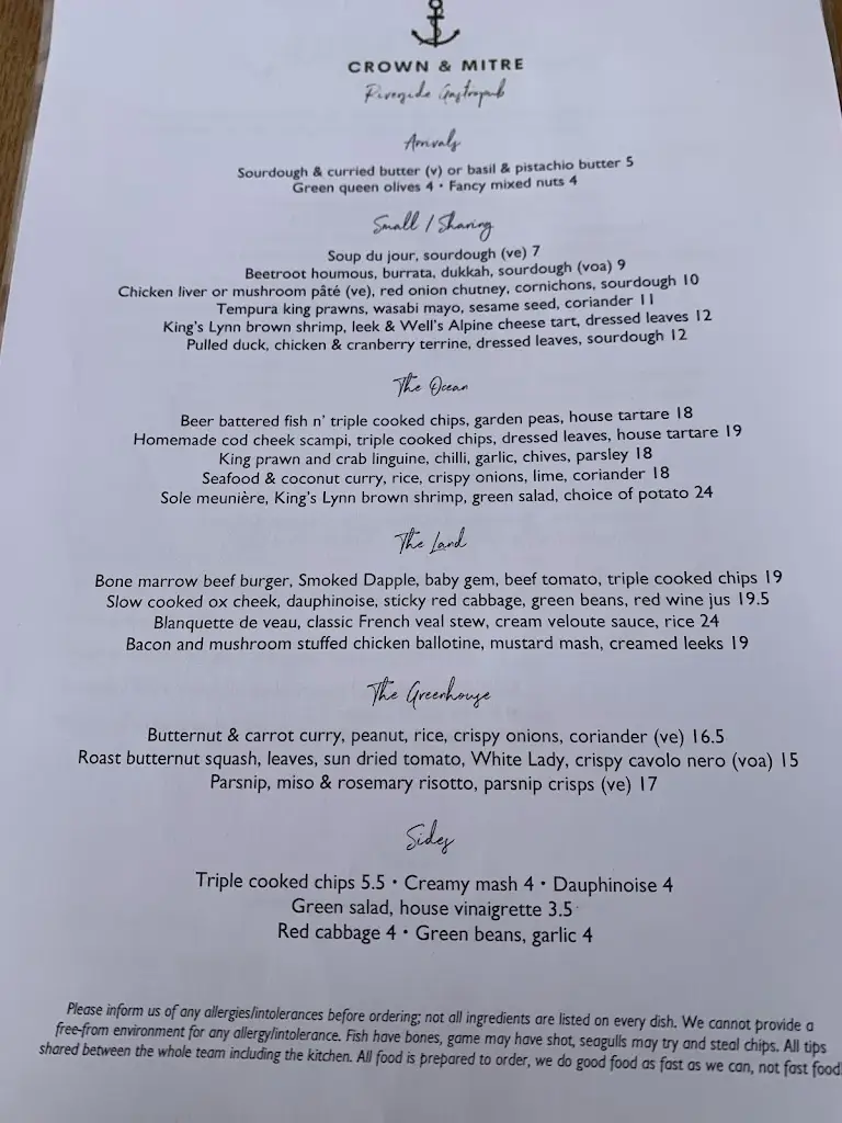 Menu_Crown & Mitre_King's Lynn_image_4
