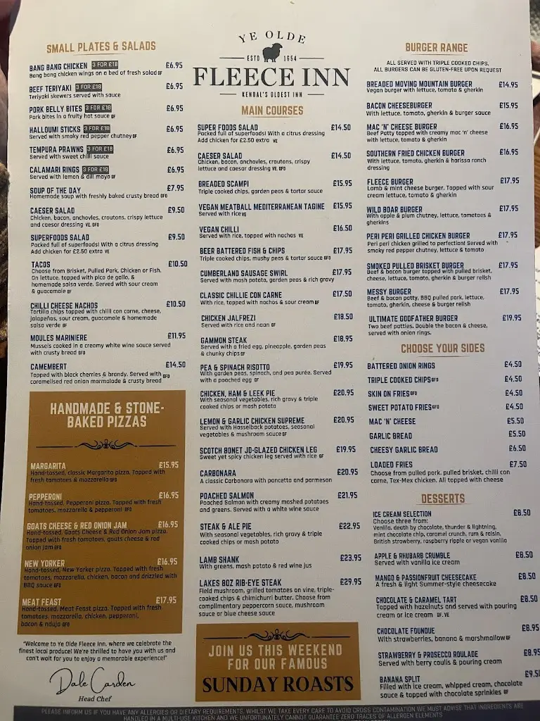 Menu_Ye Olde Fleece Inn_Kendal_immagine_2