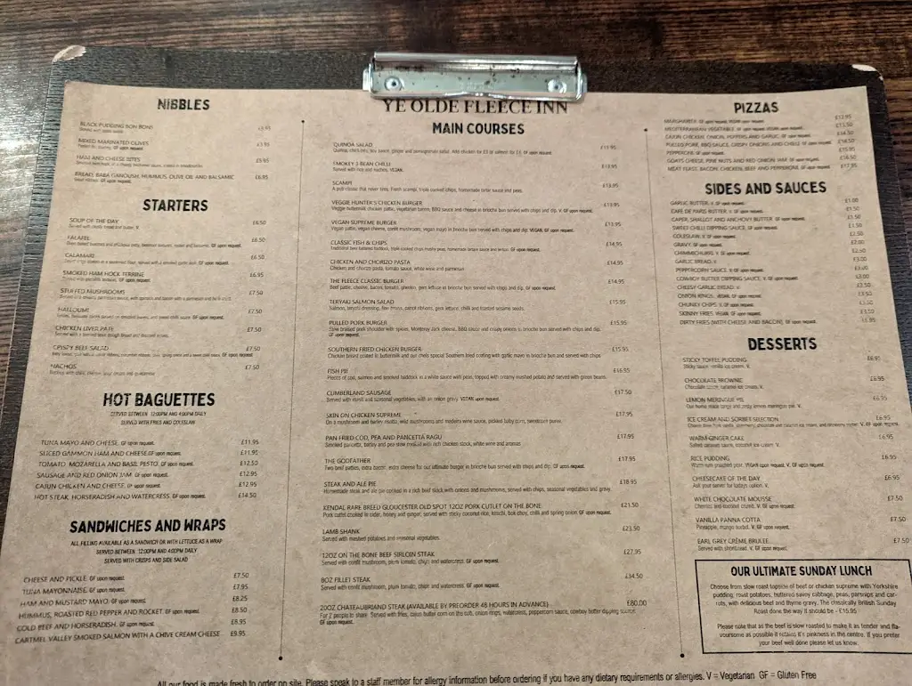 Menu_Ye Olde Fleece Inn_Kendal_immagine_3