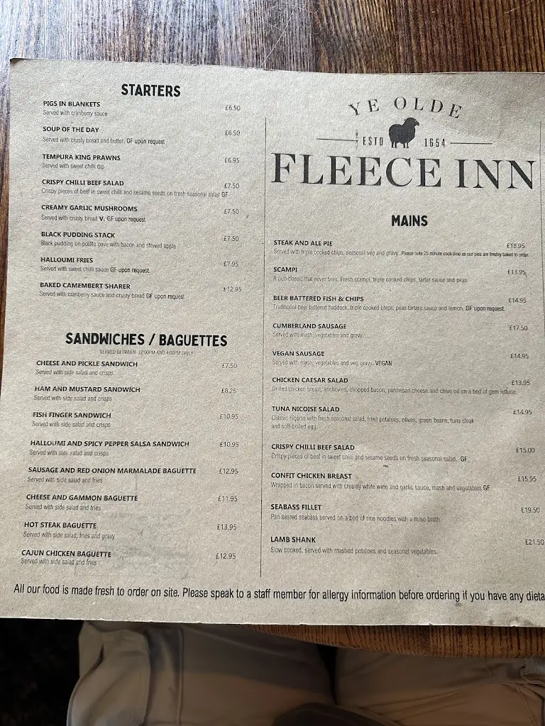 Menu_Ye Olde Fleece Inn_Kendal_immagine_4