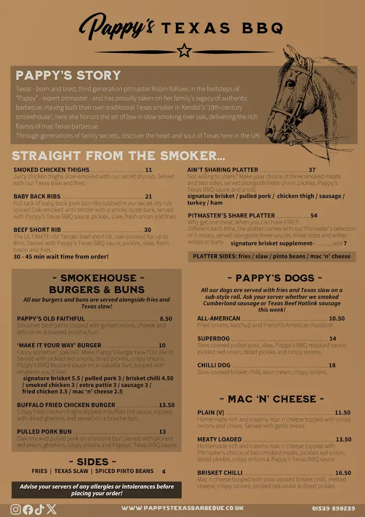 Menu_Pappy's Texas BBQ Kendal, Cumbria_Kendal_image_1