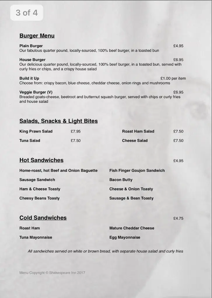 Menu_The Shakespeare Inn _Kendal_image_2