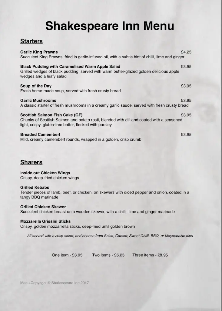 Menu_The Shakespeare Inn _Kendal_image_4