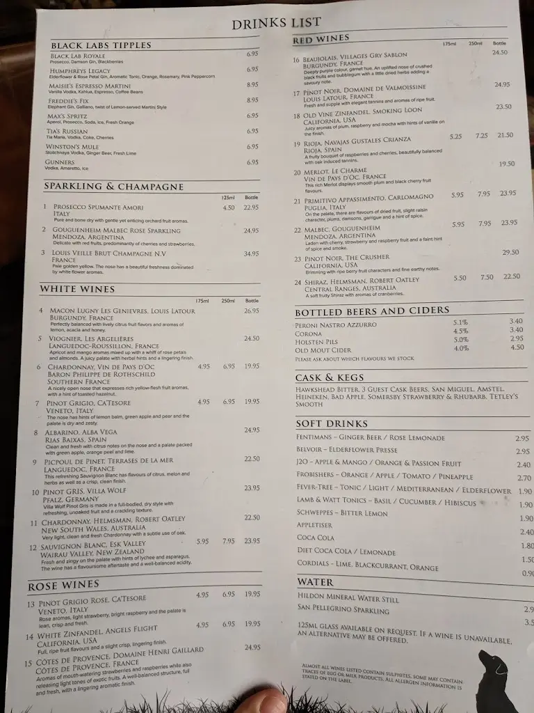 Menu_The Black Labrador_Kendal_image_3