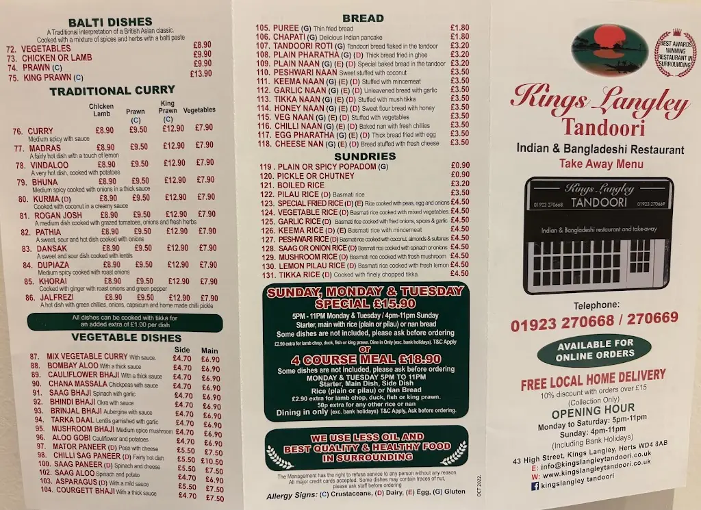 Menu_Kings Langley Tandoori_Kings Langley_image_2
