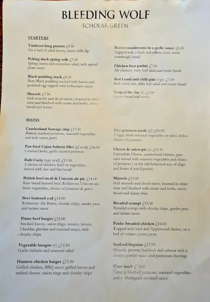 Menu_Bleeding Wolf, Scholar Green_Kidsgrove_image_2
