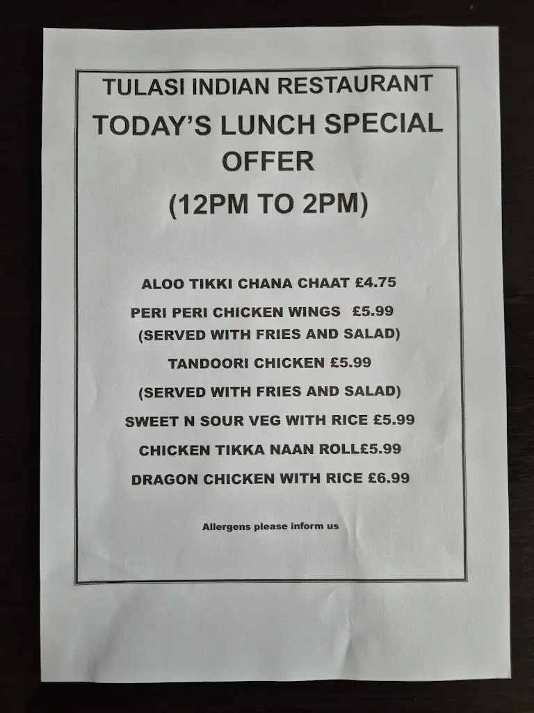 Menu_Tulasi Indian Restaurant_Kidlington_image_2