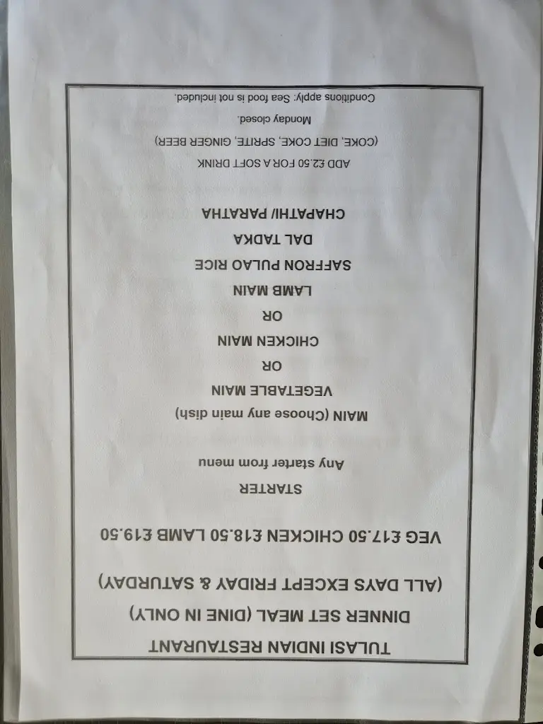 Menu_Tulasi Indian Restaurant_Kidlington_image_3