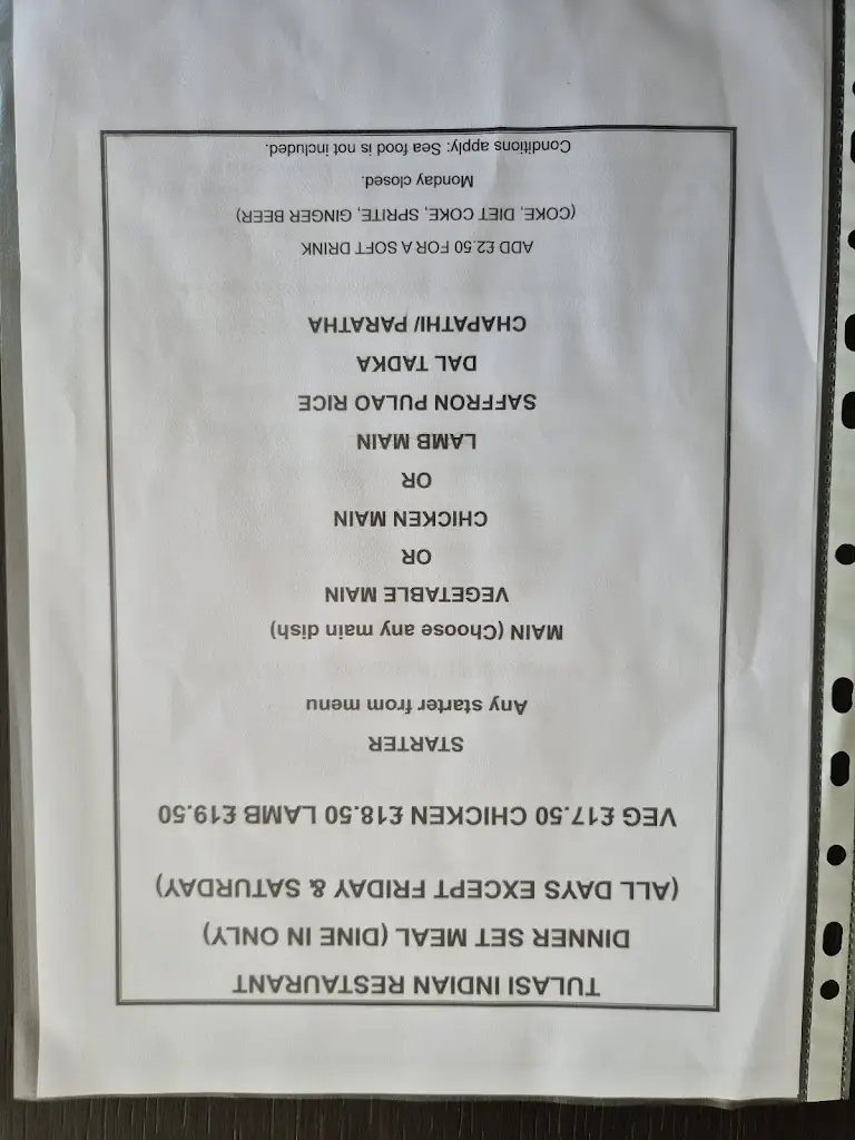 Menu_Tulasi Indian Restaurant_Kidlington_image_4