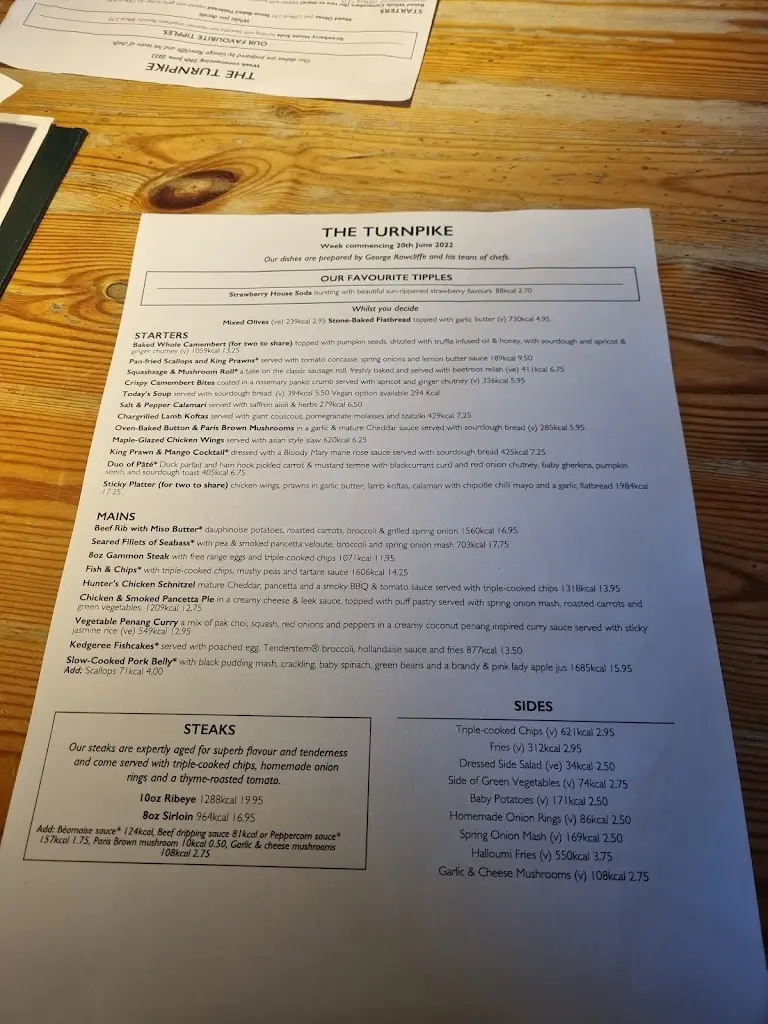 Menu_The Turnpike_Kidlington_image_2