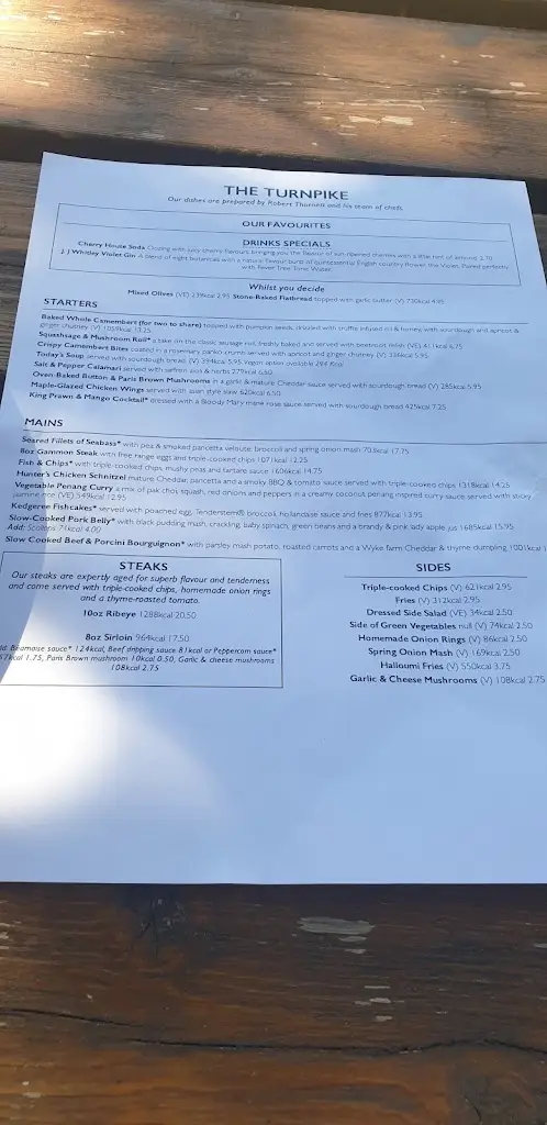 Menu_The Turnpike_Kidlington_image_3