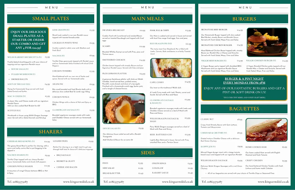Menu_The Kings Arms_Kidlington_image_1