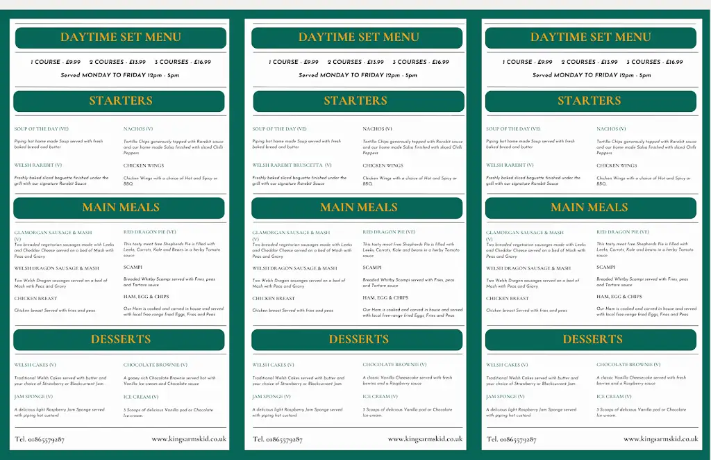 Menu_The Kings Arms_Kidlington_image_2