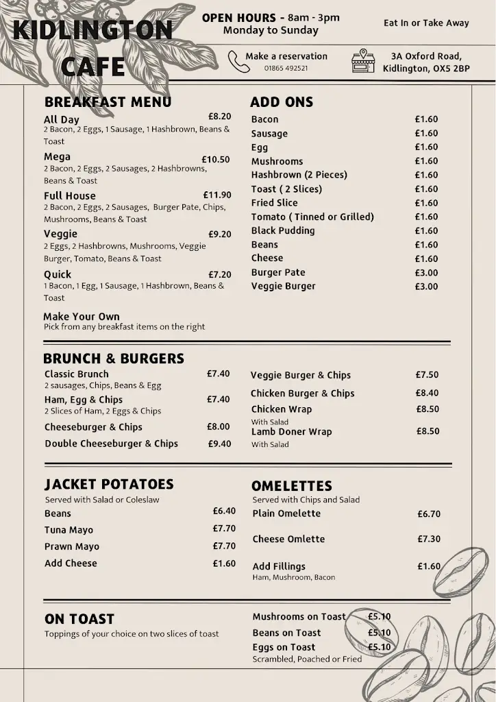 Menu_Kidlington Cafe_Kidlington_image_1