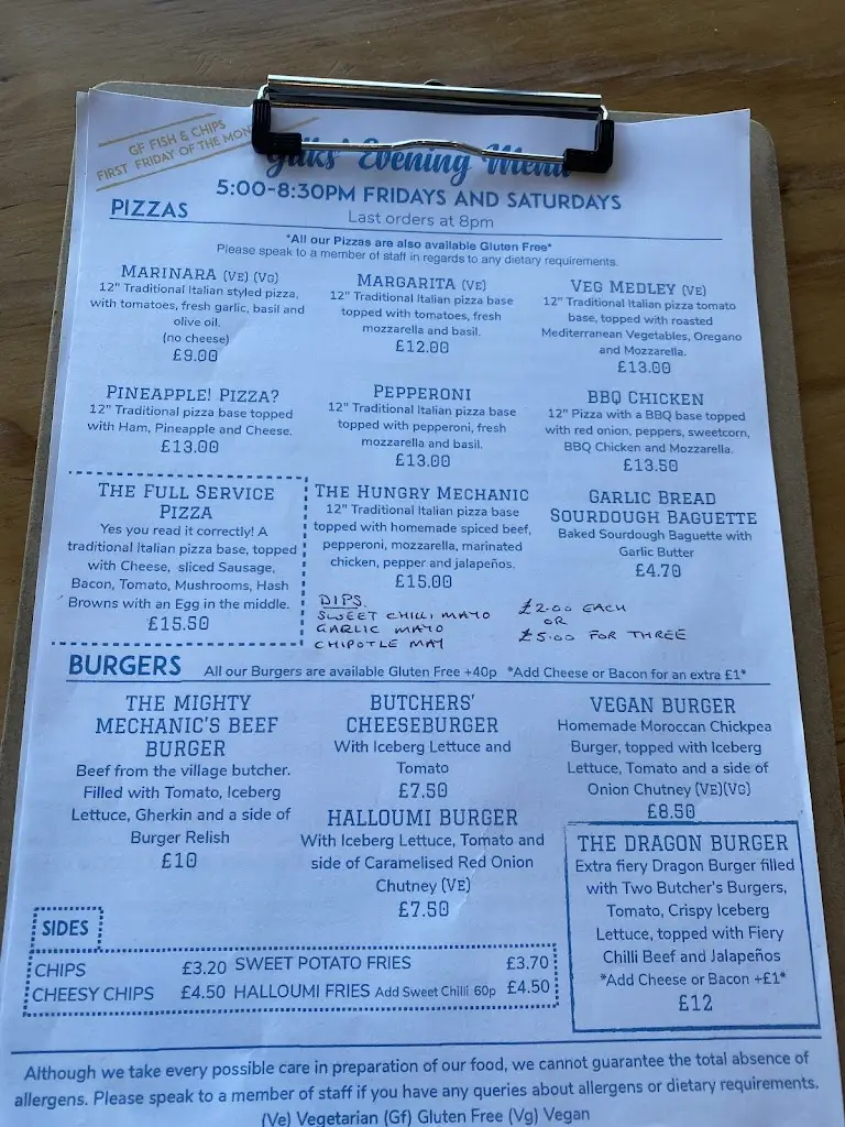 Menu_Gilks' Garage Café_Kineton_image_2