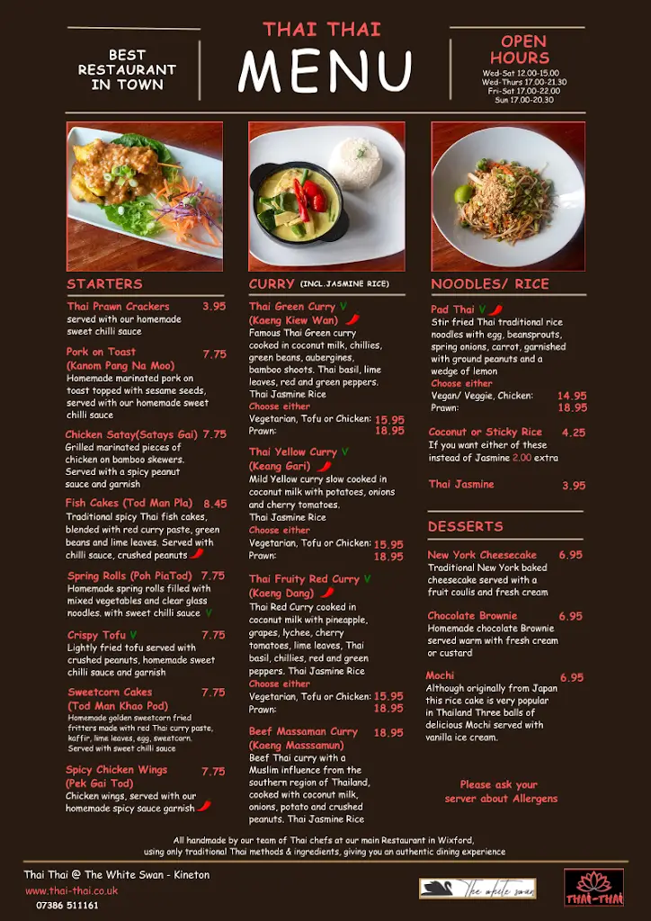Menu_Thai Thai @ The White Swan | Kineton_Kineton_image_1