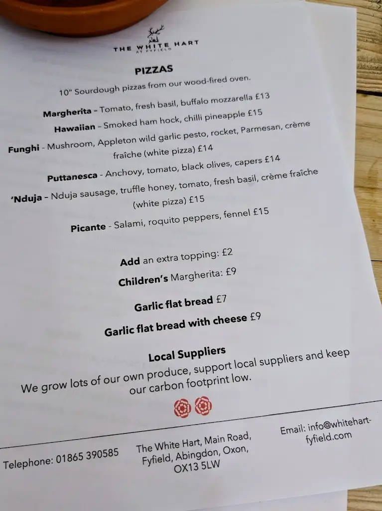 Menu_The White Hart at Fyfield_Kingston Bagpuize_image_1