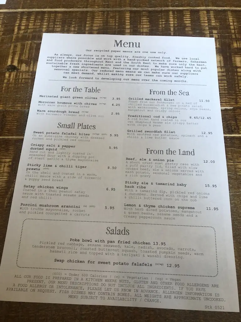 Menu_The Spitfire_Kings Hill_image_4