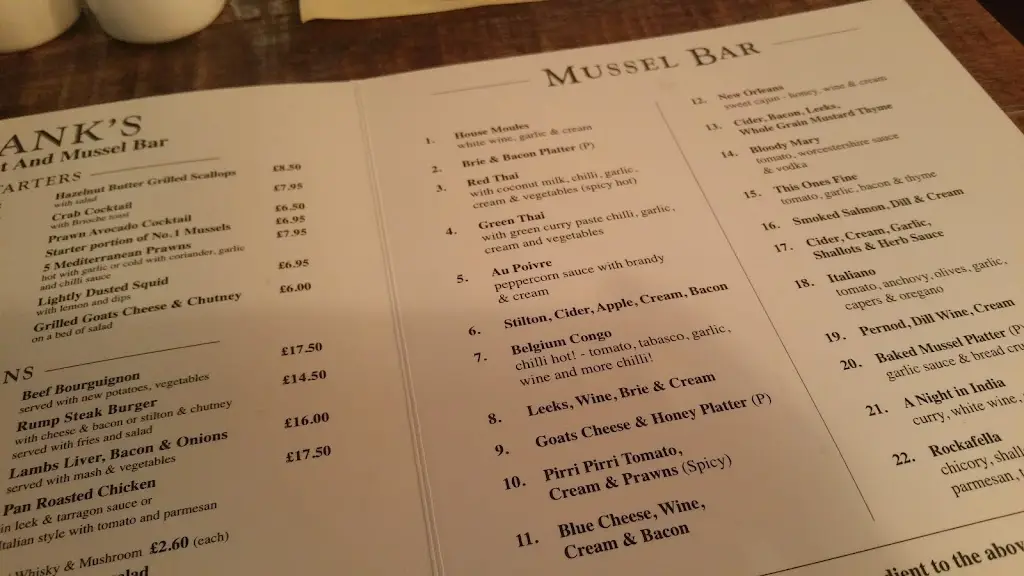 Menu_Franks Restaurant and Mussel Bar_Kings Hill_image_2