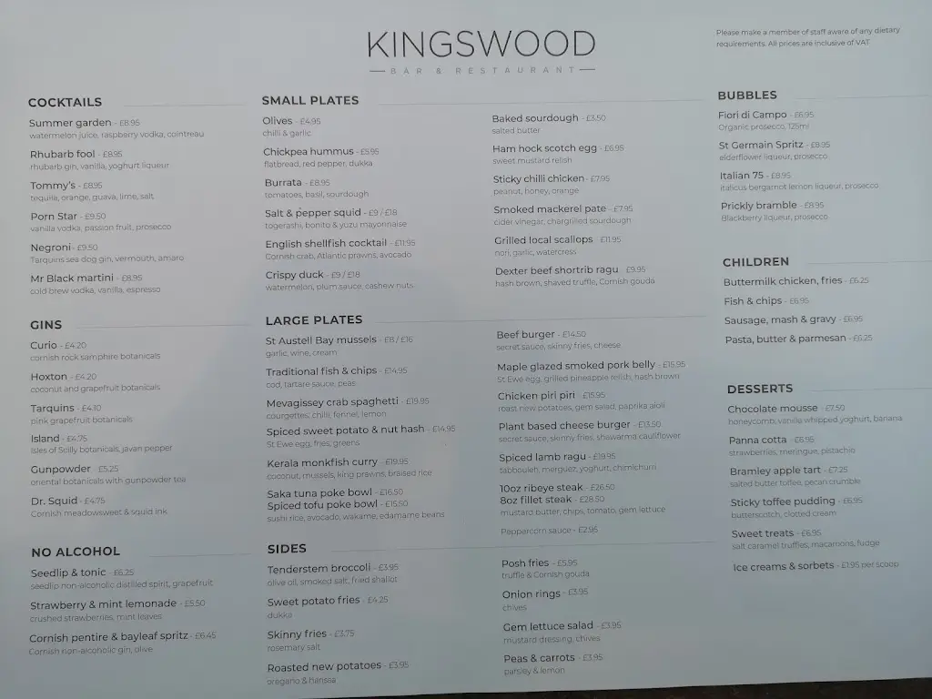 Menu_The Kingswood Restaurant & Rooms_Kingswood_image_2
