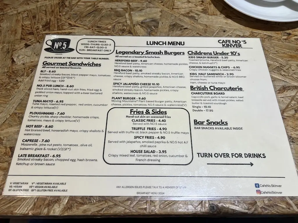 Menu_Cafe No. 5 Kinver_Kinvere_immagine_2