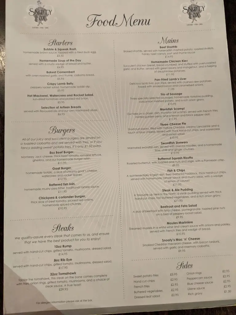 Menu_The Snooty Fox_Kirkby Lonsdale_immagine_1