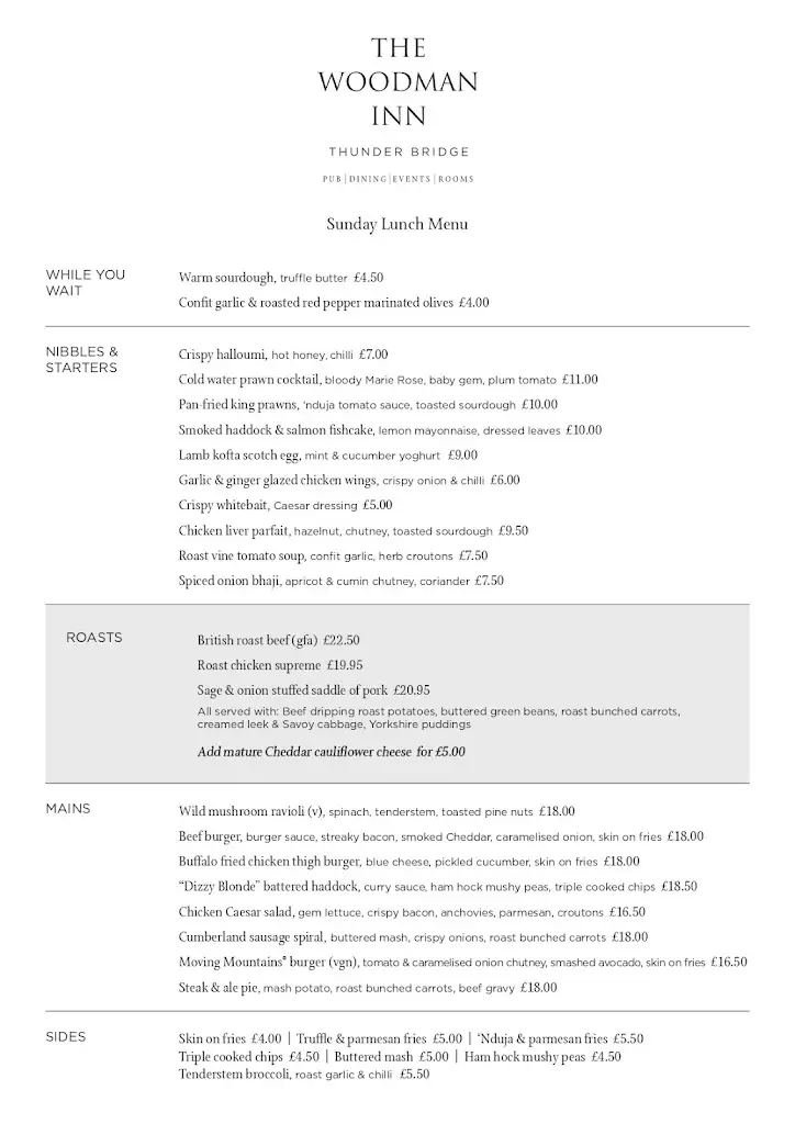 Menu_The Woodman Inn, Thunder Bridge_Kirkburton_image_1